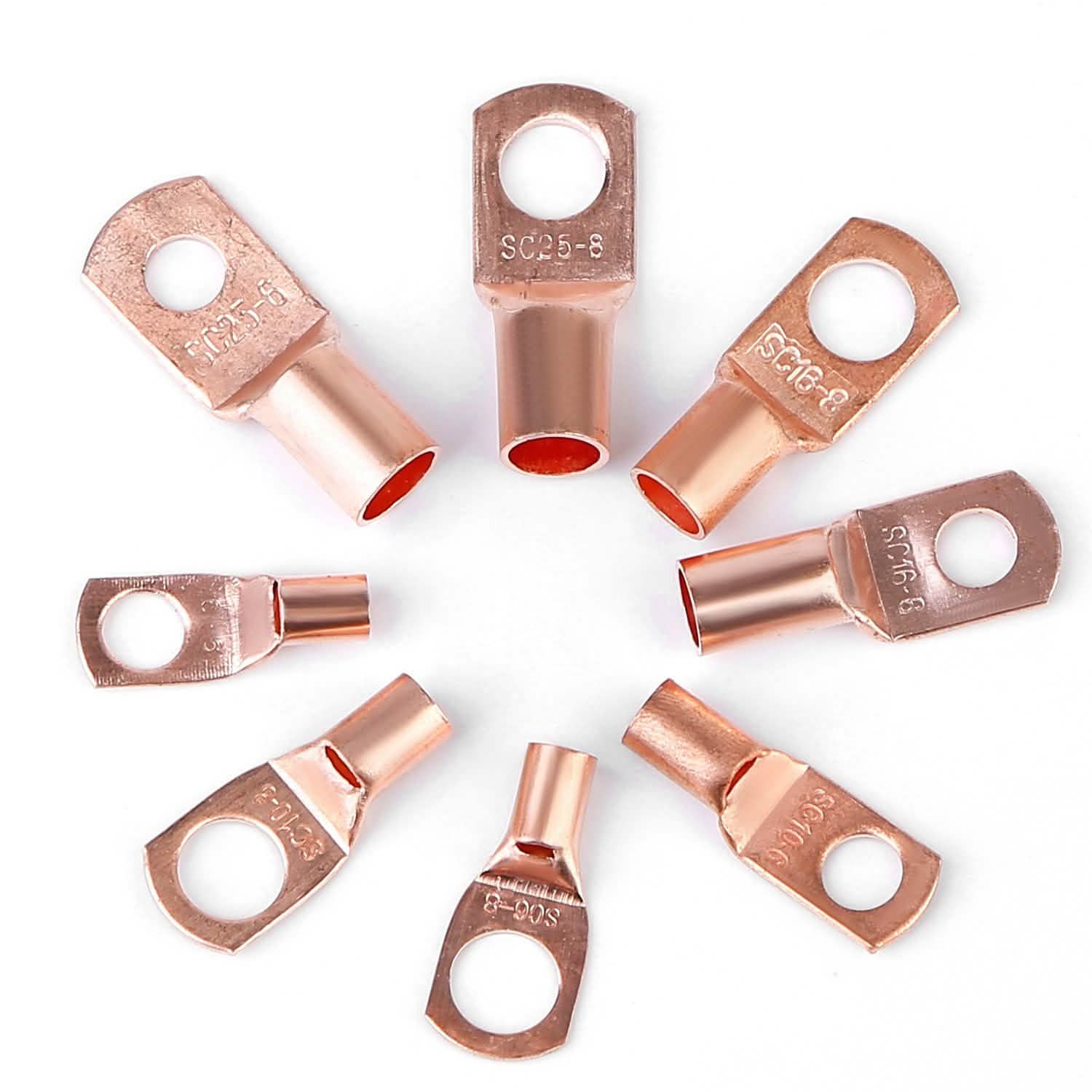 60-Piece: Battery Bare Copper Ring Lug Terminals Home Improvement - Tophatter Daily Deals
