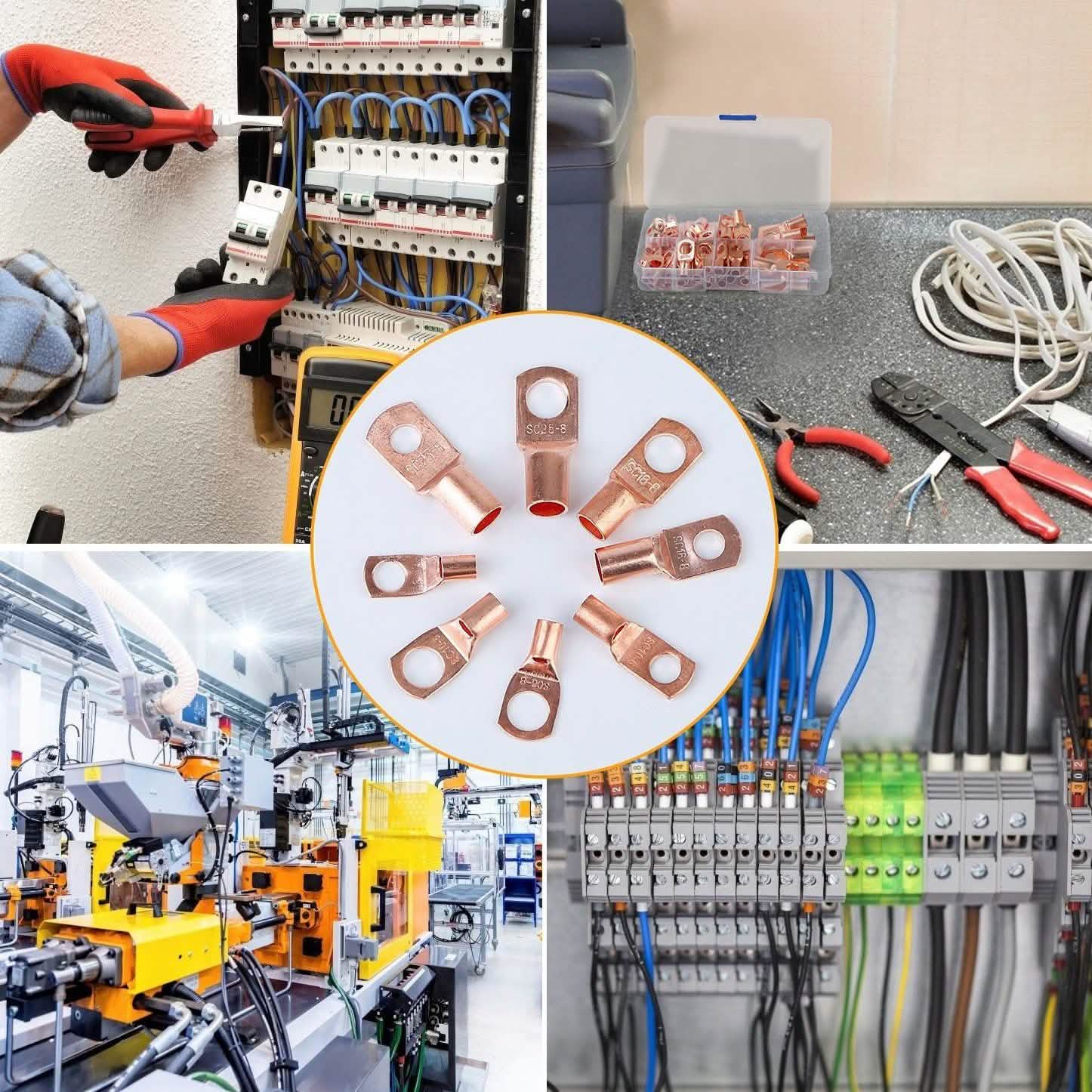 60-Piece: Battery Bare Copper Ring Lug Terminals Home Improvement - Tophatter Daily Deals