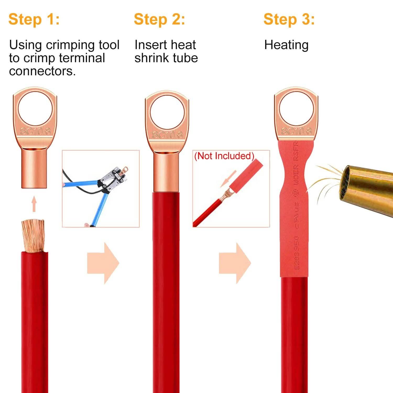60-Piece: Battery Bare Copper Ring Lug Terminals Home Improvement - Tophatter Daily Deals