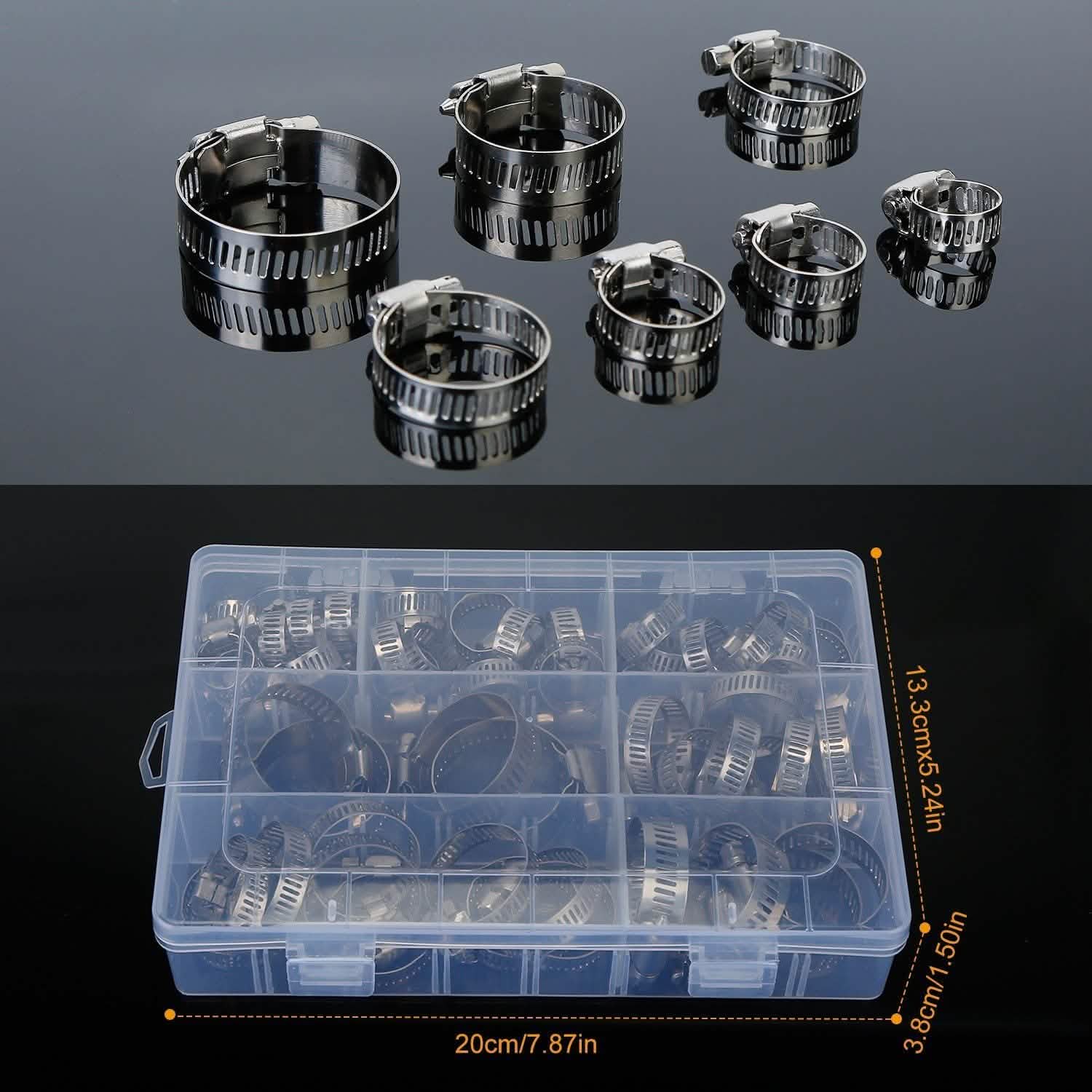 60-Pieces: Hose Clamp Stainless Steel Adjustable Worm Gear Automotive - Tophatter Daily Deals