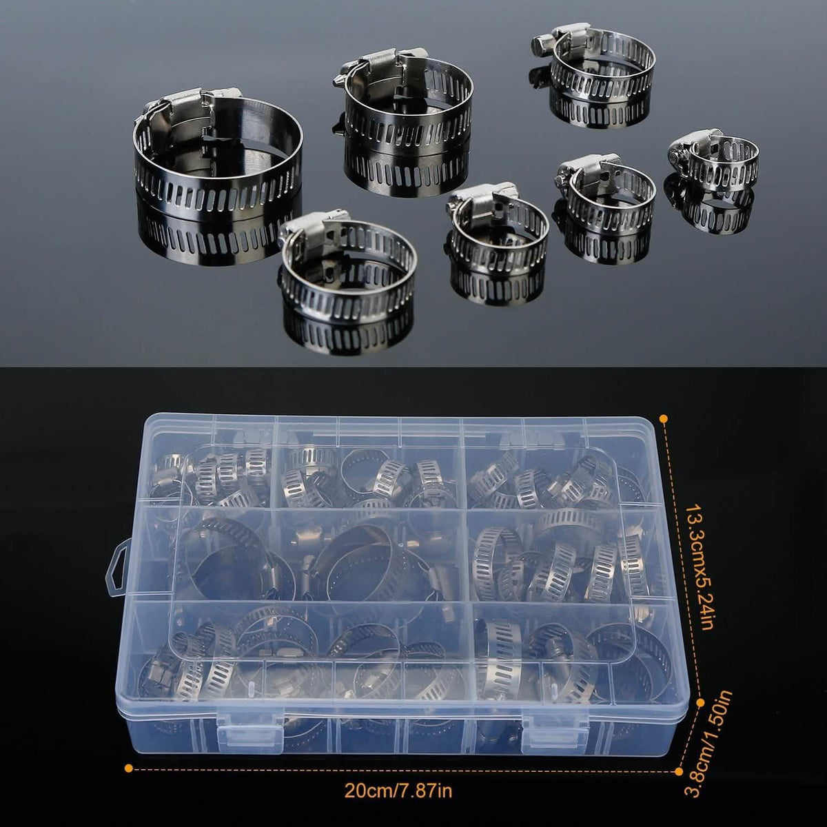 60-Pieces: Hose Clamp Stainless Steel Adjustable Worm Gear Automotive - Tophatter Daily Deals