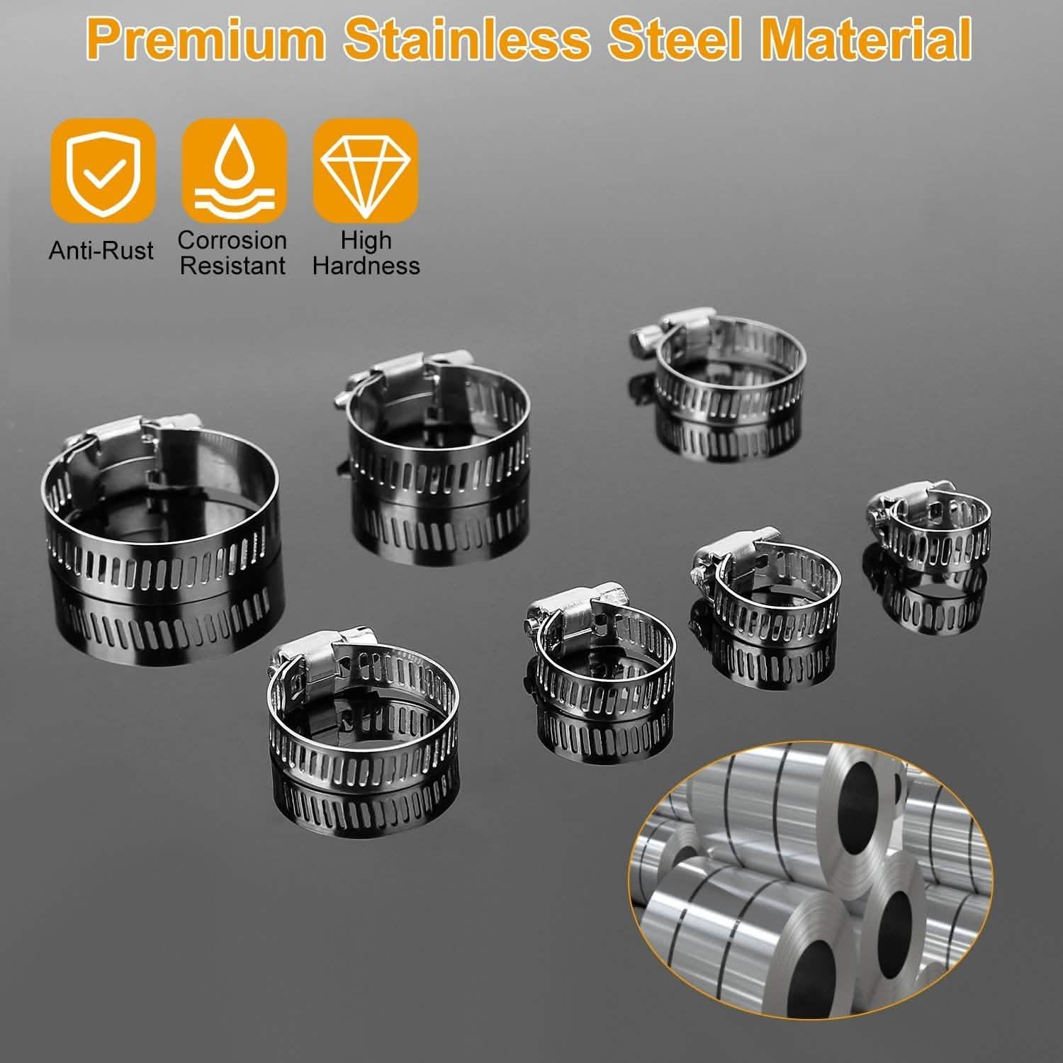 60-Pieces: Hose Clamp Stainless Steel Adjustable Worm Gear Automotive - Tophatter Daily Deals