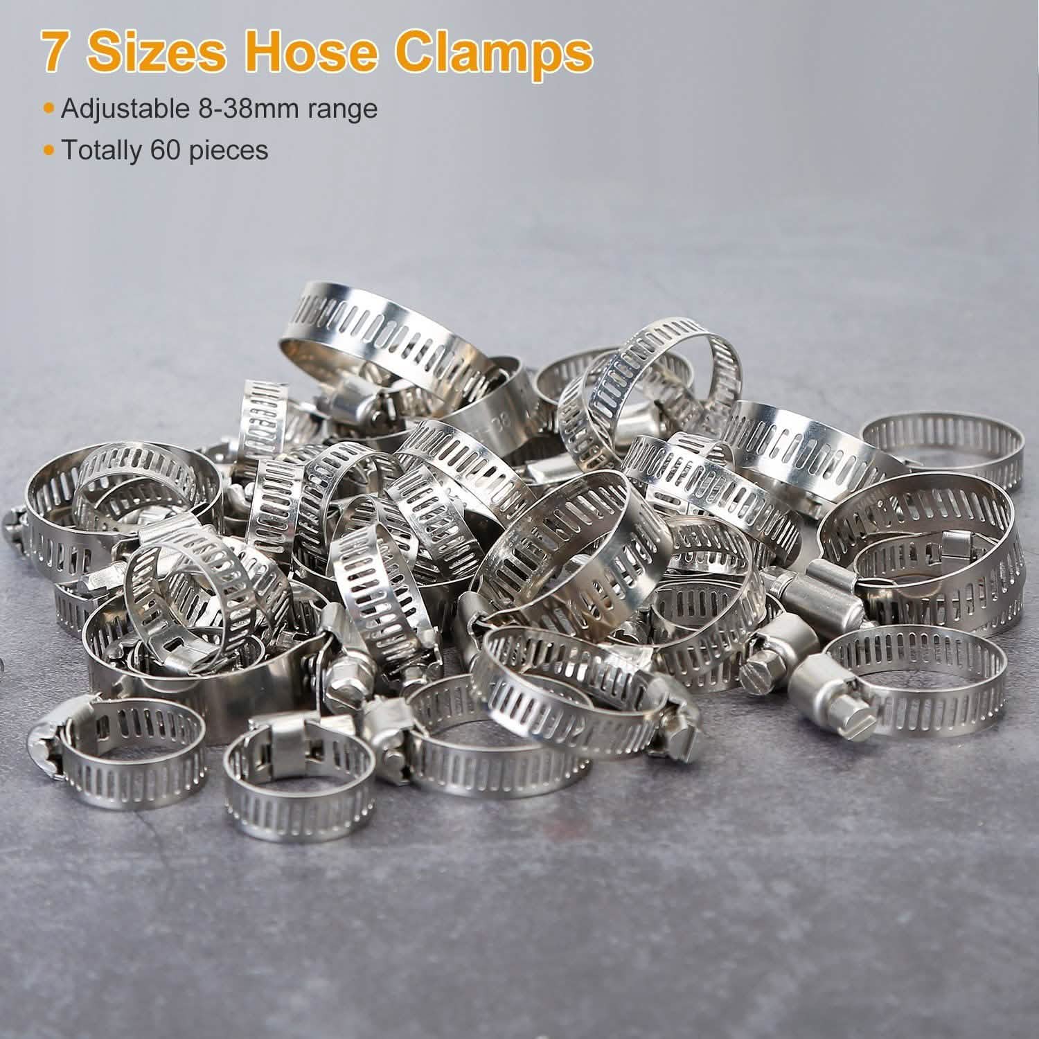 60-Pieces: Hose Clamp Stainless Steel Adjustable Worm Gear Automotive - Tophatter Daily Deals