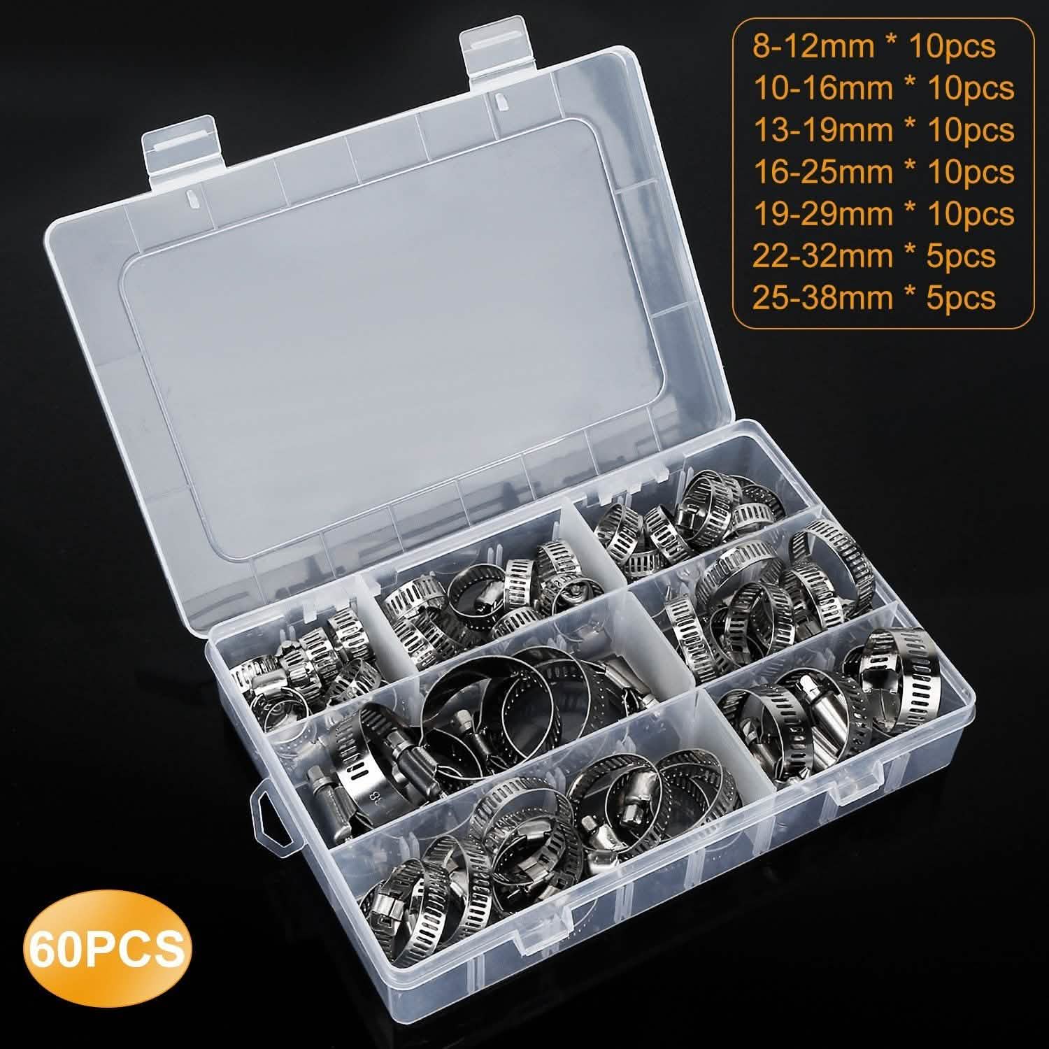 60-Pieces: Hose Clamp Stainless Steel Adjustable Worm Gear Automotive - Tophatter Daily Deals