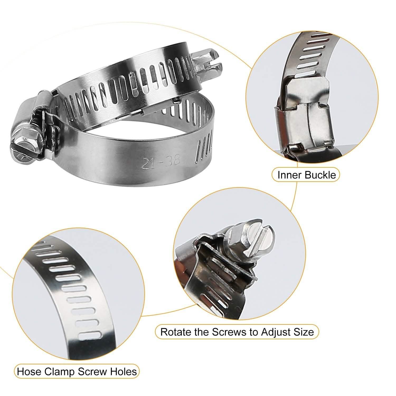 60-Pieces: Hose Clamp Stainless Steel Adjustable Worm Gear Automotive - Tophatter Daily Deals