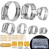 60-Pieces: Hose Clamp Stainless Steel Adjustable Worm Gear Automotive - Tophatter Daily Deals