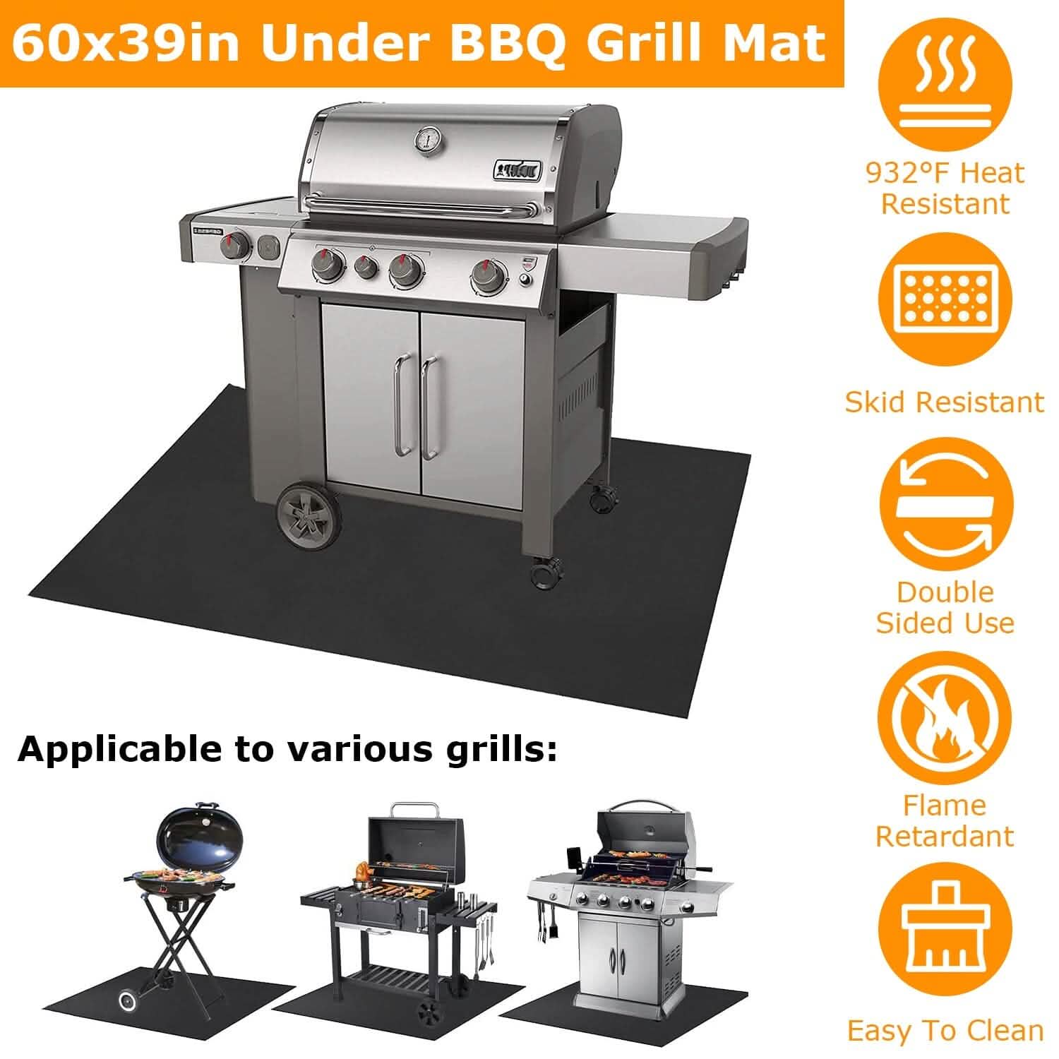 60 x 39" Under Grill Mat Folding Oil Absorbent Reusable Water Resistant Kitchen Tools & Gadgets - Tophatter Daily Deals