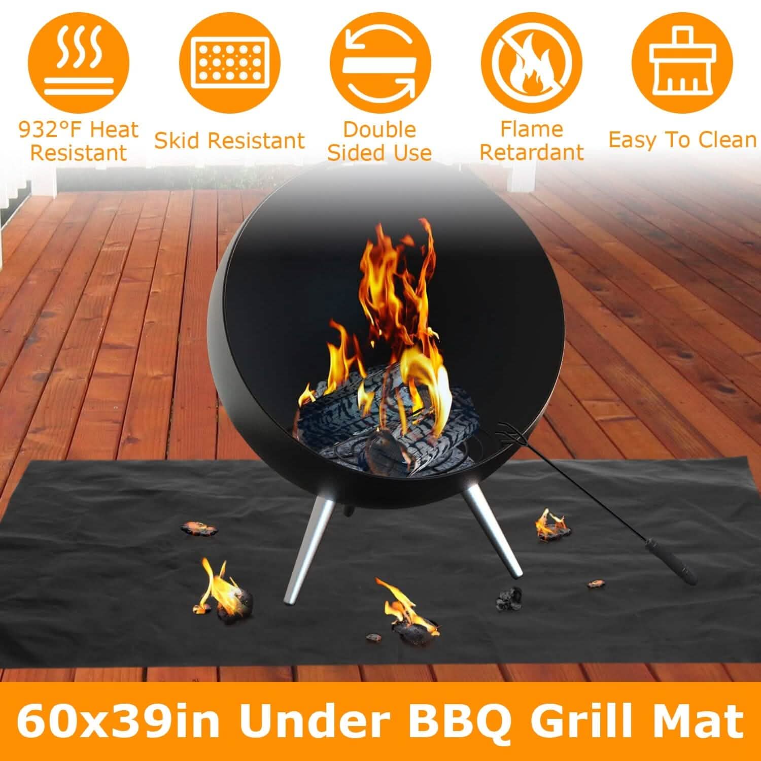 60 x 39" Under Grill Mat Folding Oil Absorbent Reusable Water Resistant Kitchen Tools & Gadgets - Tophatter Daily Deals
