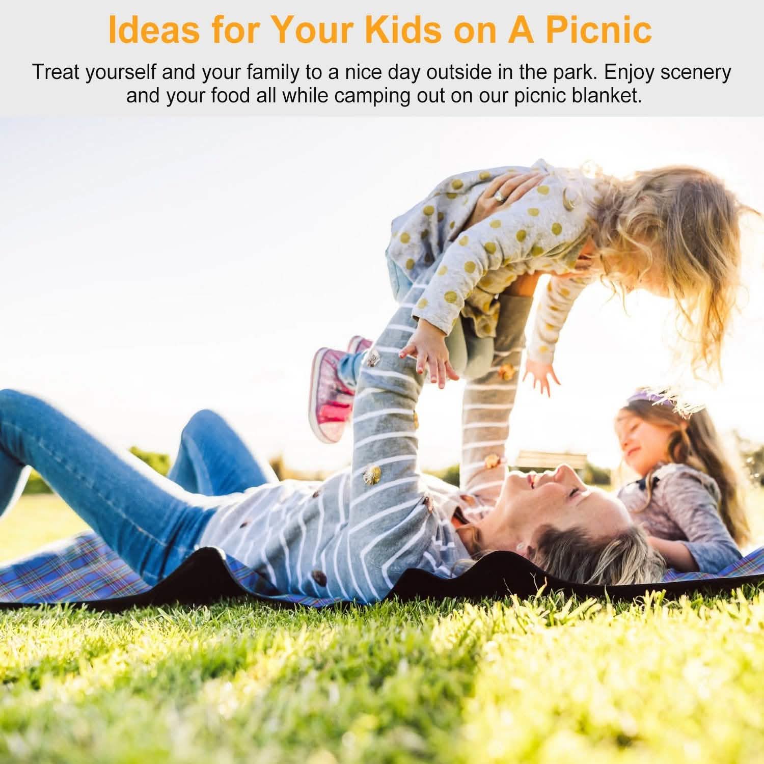 60" x 78" Foldable Waterproof Picnic Blanket with Strap Outdoor Recreation - Tophatter Daily Deals