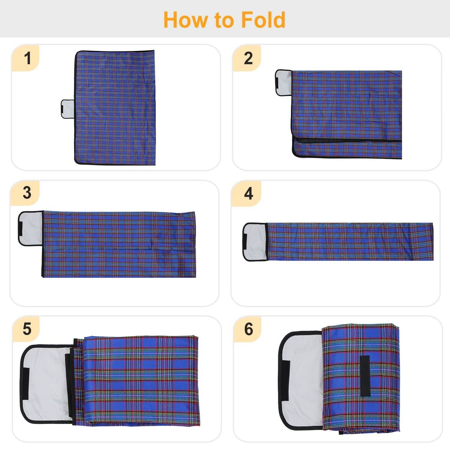 60" x 78" Foldable Waterproof Picnic Blanket with Strap Outdoor Recreation - Tophatter Daily Deals