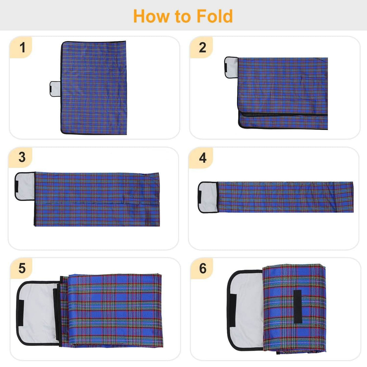 60" x 78" Foldable Waterproof Picnic Blanket with Strap Outdoor Recreation - Tophatter Daily Deals