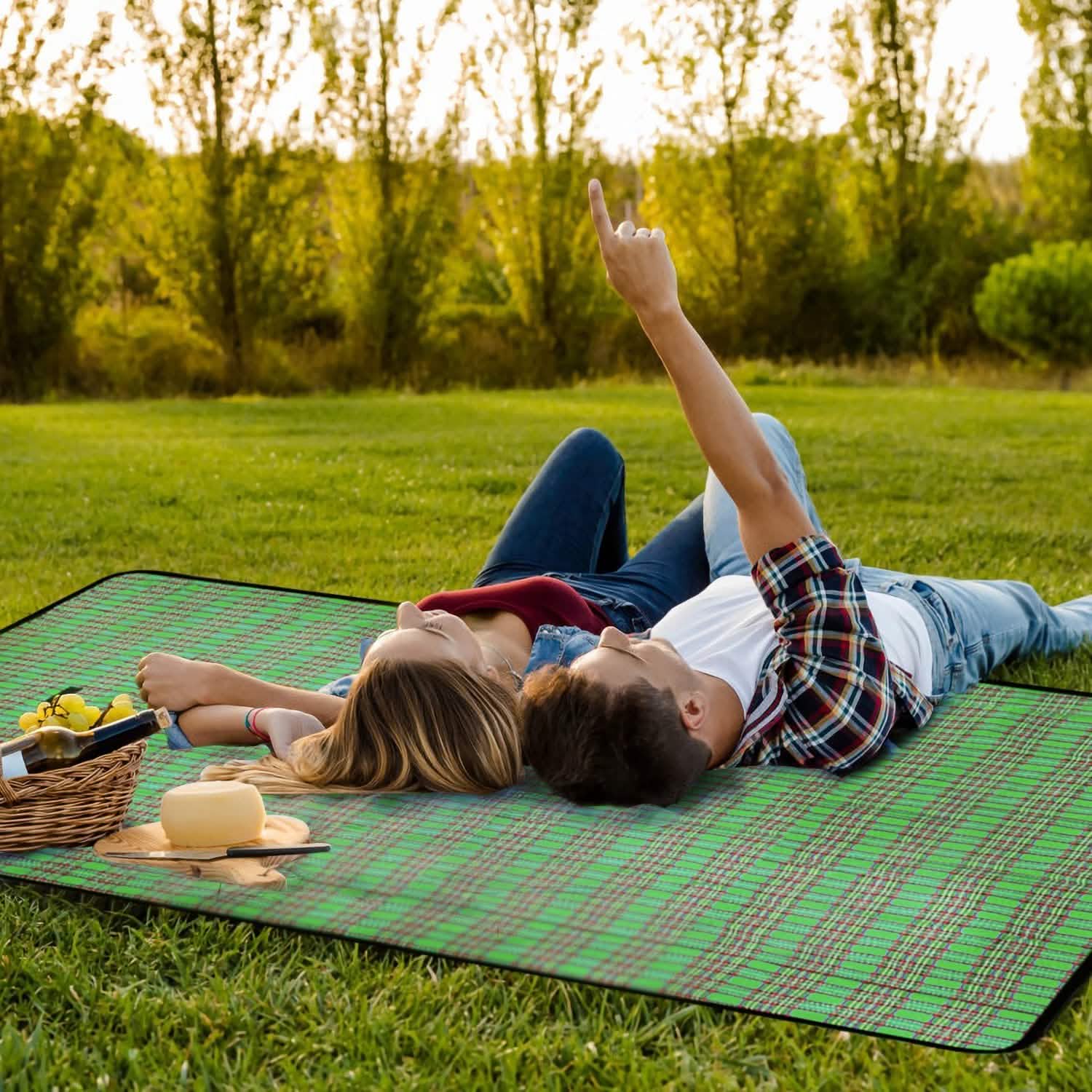 60" x 78" Foldable Waterproof Picnic Blanket with Strap Outdoor Recreation - Tophatter Daily Deals
