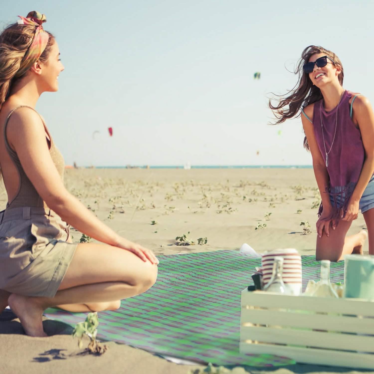 60" x 78" Foldable Waterproof Picnic Blanket with Strap Outdoor Recreation - Tophatter Daily Deals