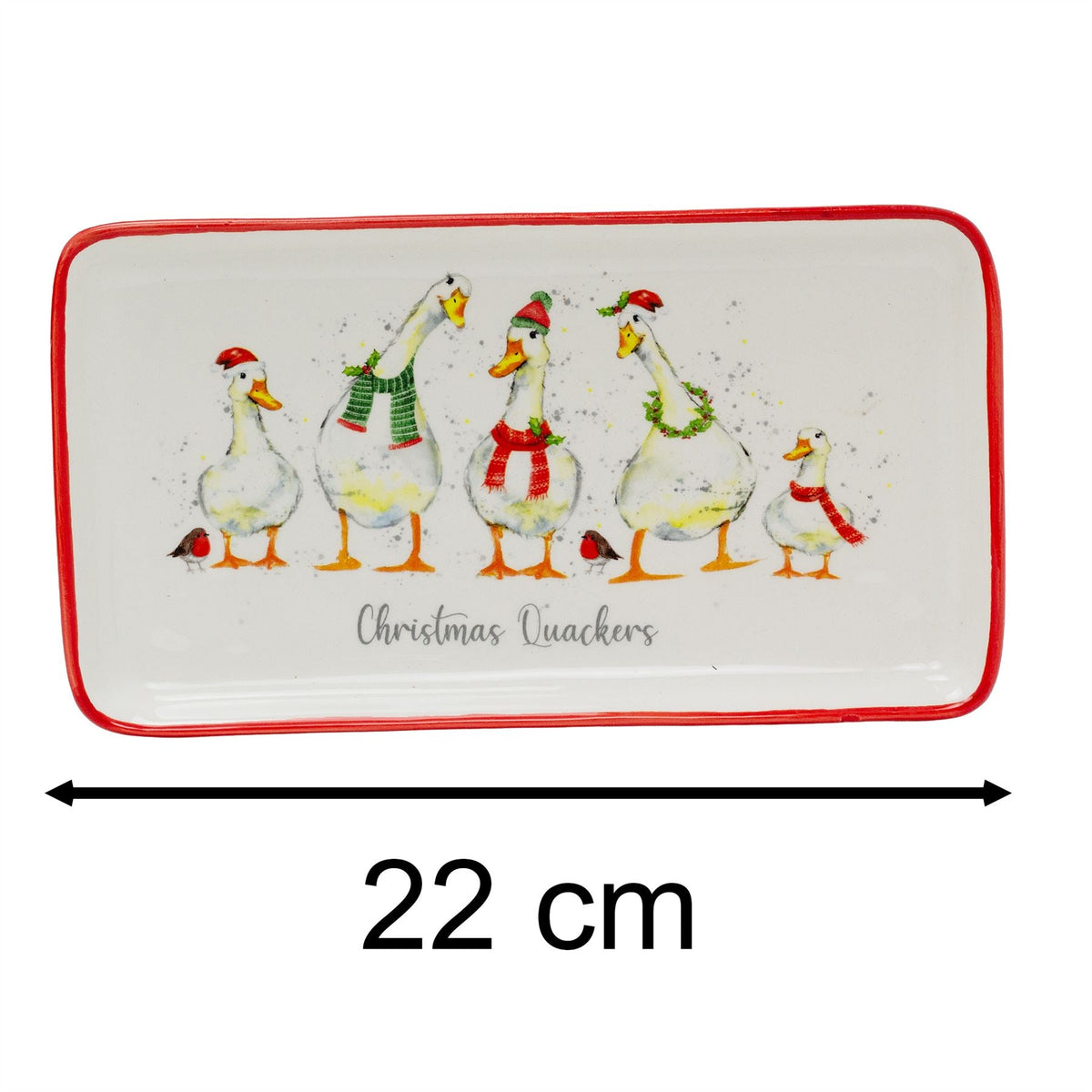 Christmas Quackers Ceramic Duck Plate | Festive Christmas Serving Dish 22x12cm Party Plates - Tophatter Daily Deals
