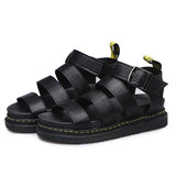 Buckle Sandals Flat PlatformThick Bottom Shoes Women Summer Black 0 - Tophatter Daily Deals