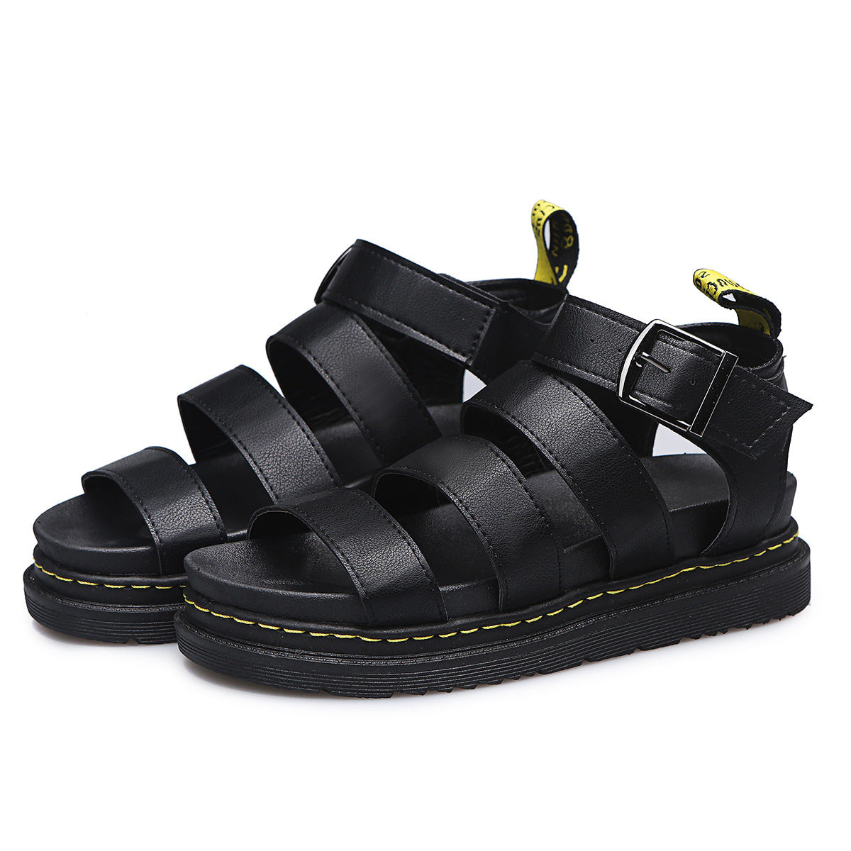 Buckle Sandals Flat PlatformThick Bottom Shoes Women Summer Black 0 - Tophatter Daily Deals