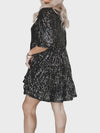 Full Size Sequin Round Neck Half Sleeve Mini Dress Black Casual Dresses - Tophatter Daily Deals