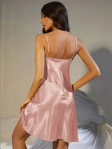 Spaghetti Strap Cowl Neck Satin Night Dress Sleep Dresses - Tophatter Daily Deals