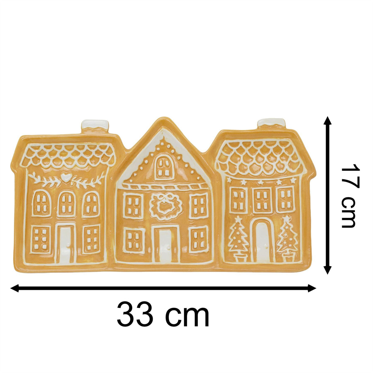Gingerbread House Trio Ceramic Serving Platter | Christmas Serving Dish - 33cm Party Plates - Tophatter Daily Deals