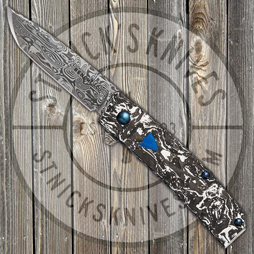 Benchmade - Tengu Flipper Gold Class - Damasteel - Marbled Carbon Fiber Handle - 601-211 Knives - Tophatter Daily Deals