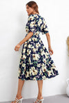 Floral Collared Neck Tiered Midi Dress Casual Dresses - Tophatter Daily Deals