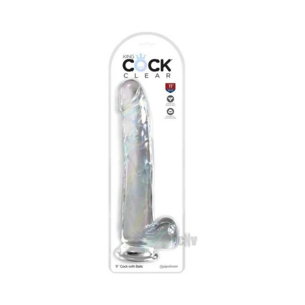 King Cock Clear With Balls 11in Clear - Tophatter Daily Deals