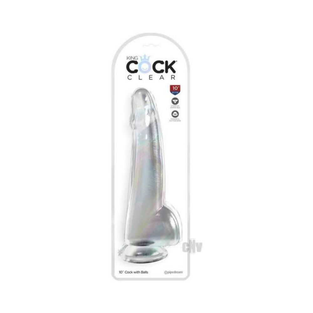 King Cock Clear With Balls 10in Clear - Tophatter Daily Deals