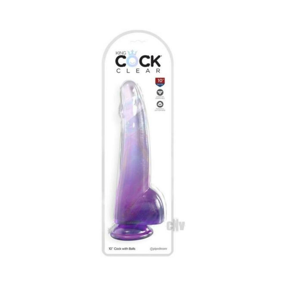 King Cock Clear With Balls 10inpurple - Tophatter Daily Deals