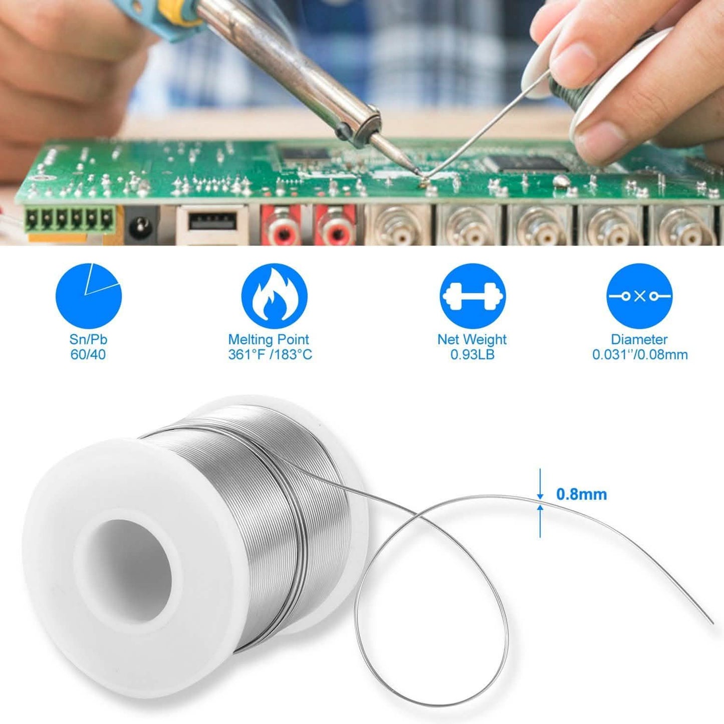 60/40 Tin Lead Rosin Core 0.8mm 1.7% Flux Electrical Solder Wire Everything Else - Tophatter Daily Deals