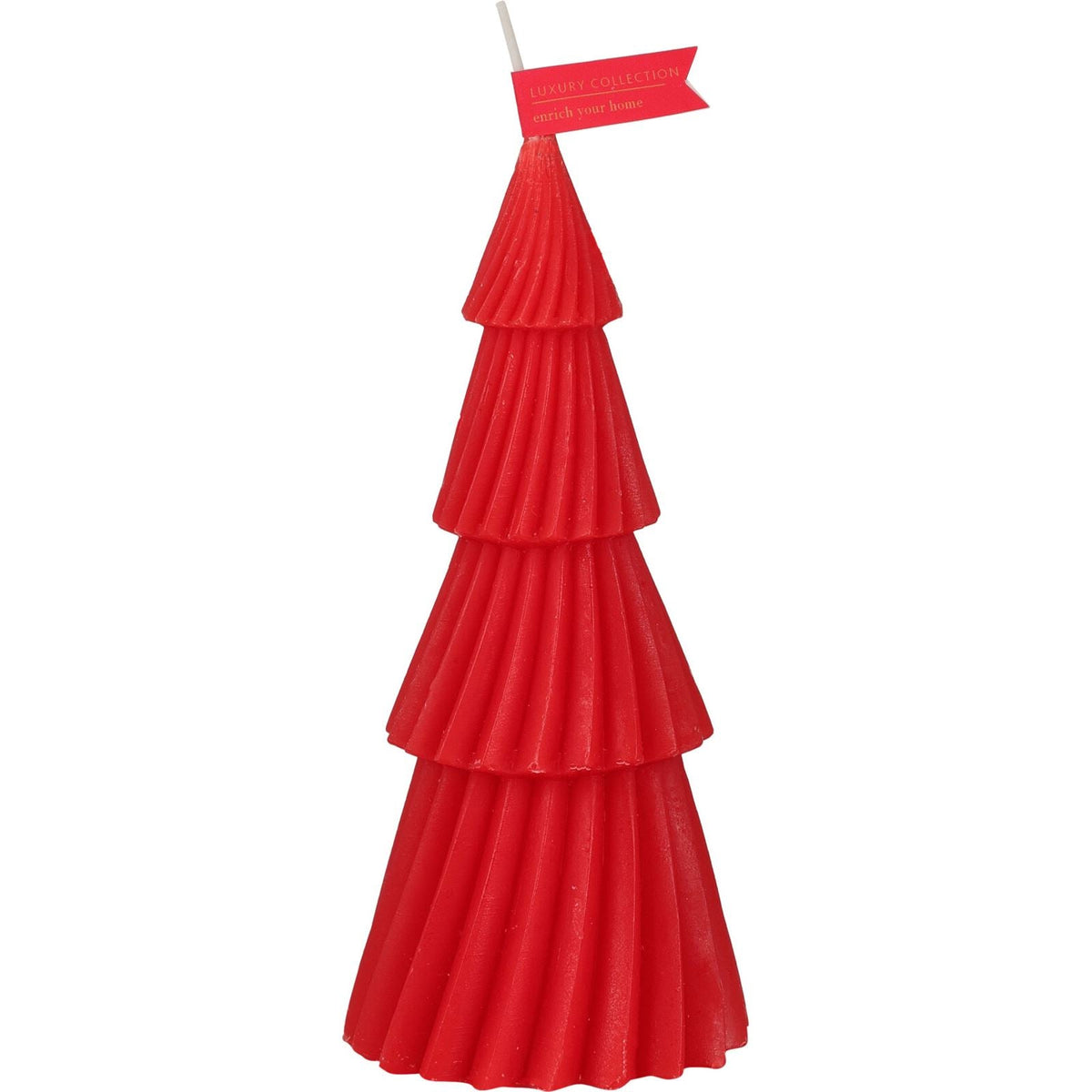 Red Christmas Tree Shaped Candle | Unscented Novelty Xmas Tree Candle - 17cm Candle - Tophatter Daily Deals
