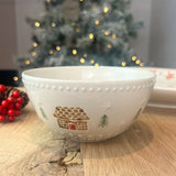Gingerbread House Stoneware Bowl | Festive Christmas Snack Nibbles Bowl - 12cm Bowl - Tophatter Daily Deals