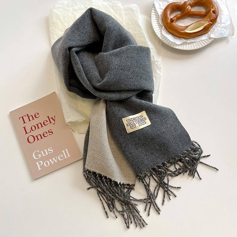 Warm Women Scarf - Reversible Fringed Cashmere Winter - Tophatter Daily Deals
