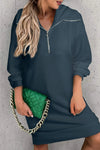 Half Zip Dropped Shoulder Mini Sweatshirt Dress Casual Dresses - Tophatter Daily Deals