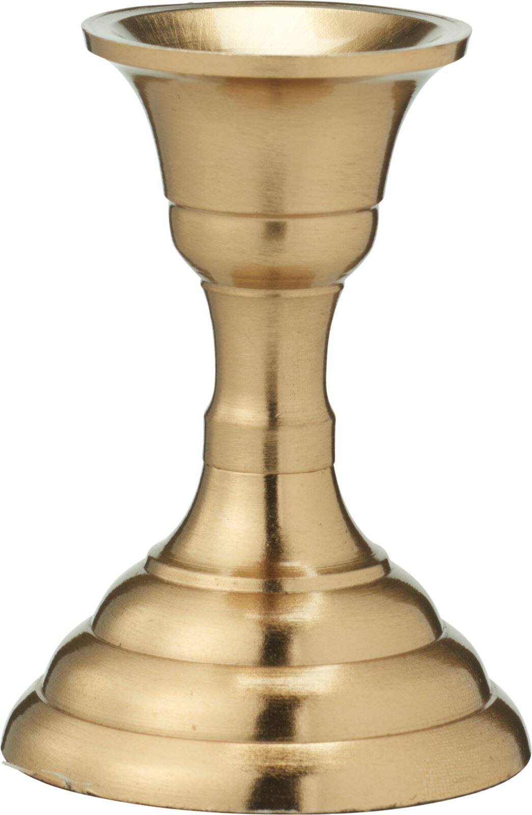 Brass Metal Candlestick | Brass Effect Short Candle Holder Stand - 8cm Candlestick - Tophatter Daily Deals