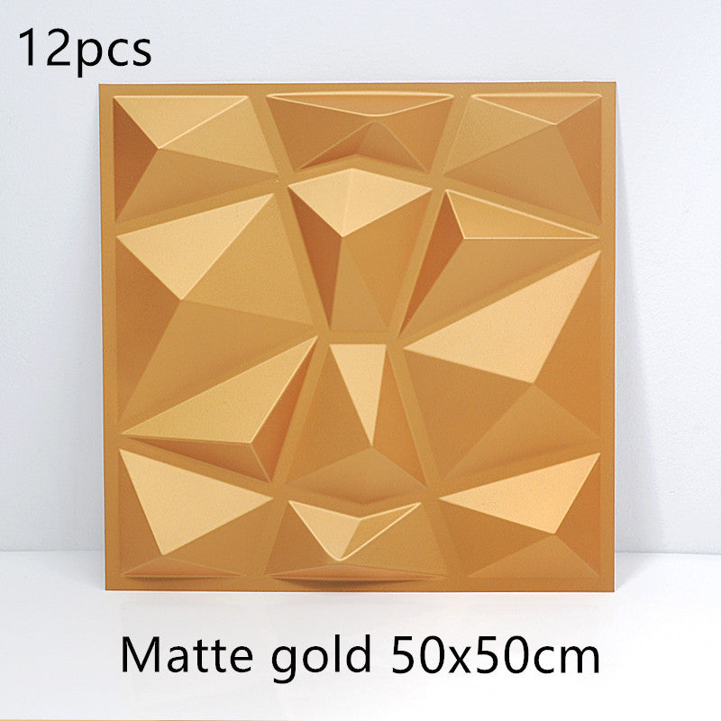 3D solid background wall panel Matte gold12pc 50X50 0 - Tophatter Daily Deals