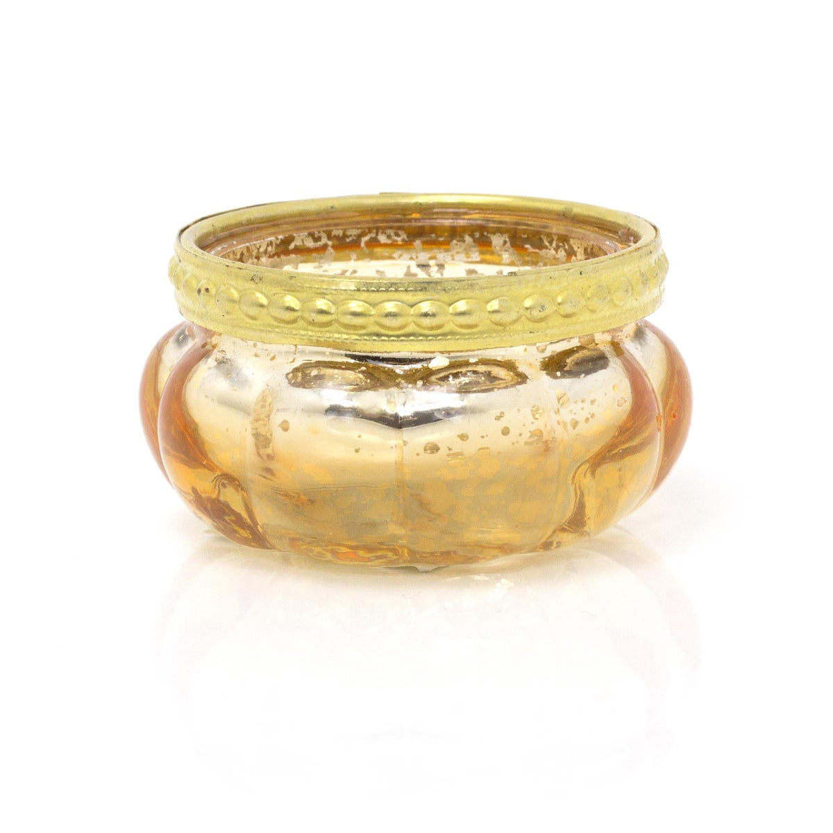 Gold Mercury Effect Glass Tealight Holder | Gold Speckled Tealight Holder | Glass Candle Holder Ribbed Candle Pot Candle Holder - Tophatter Daily Deals