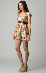 Women's Short Sleeve Printed Square Neck Dress Dresses / Mini - Tophatter Daily Deals