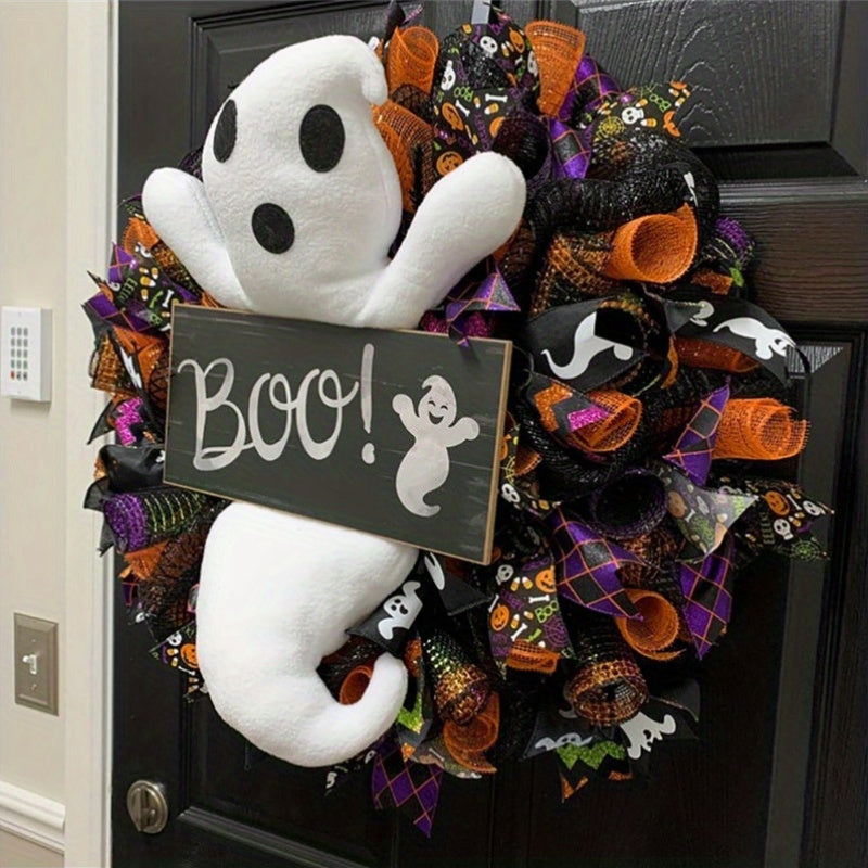 Halloween Ghost Door Wreath Felt Decoration Occasions > Christmas > Christmas Wreaths & Garlands - Tophatter Daily Deals