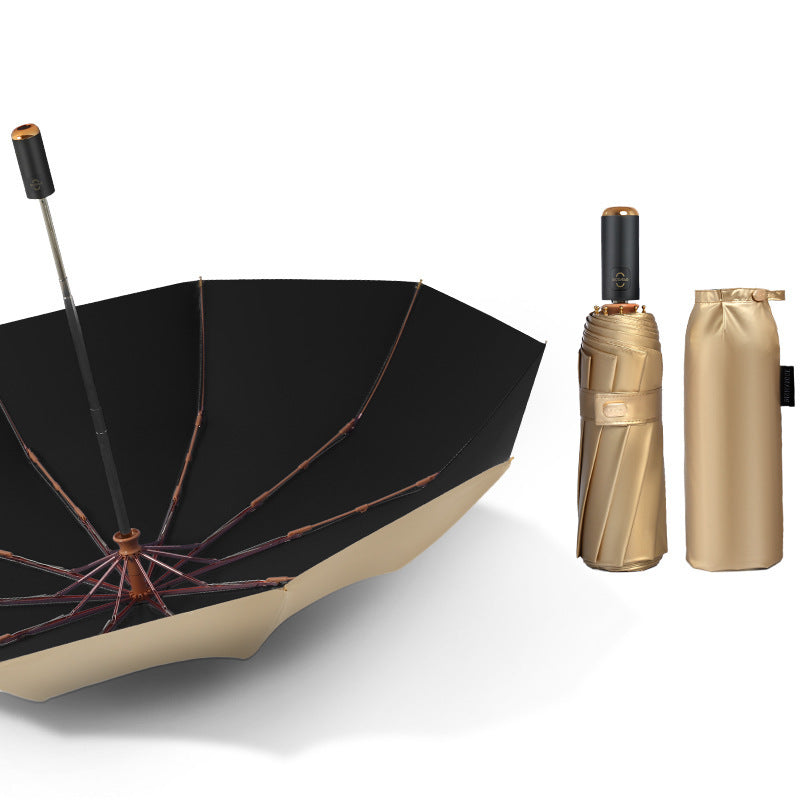 Automatic Double-layer Sun Umbrella Titanium black 0 - Tophatter Daily Deals