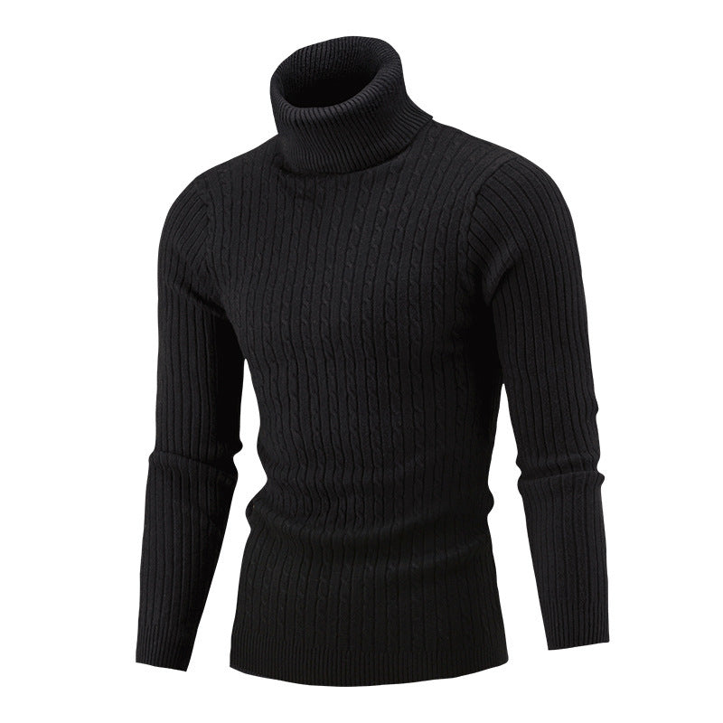 Fitted Men's Rollneck Sweater - Slim Cut, Cable Knit Winter Black 3D Changing Face Moving Picture Frame - Tophatter Daily Deals