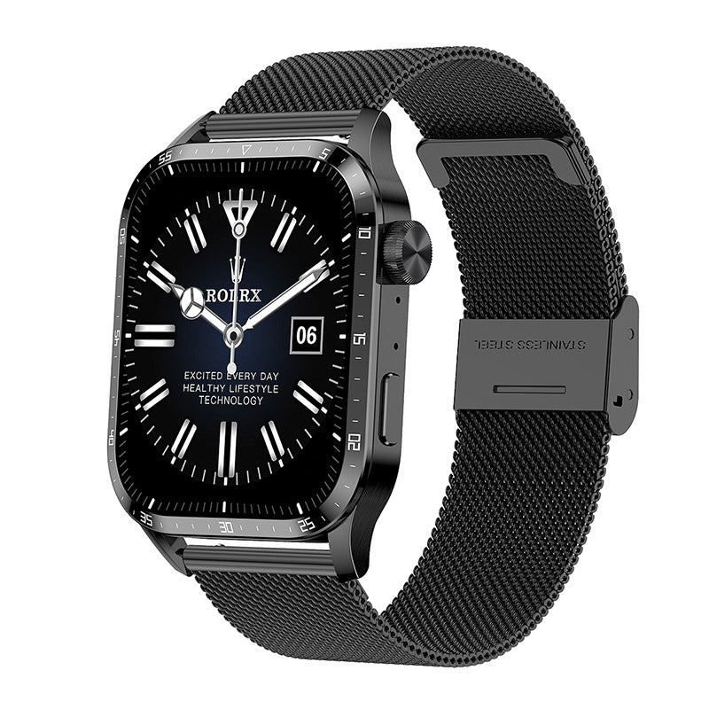 Bluetooth Call Music Playing Smart Bracelet Black steel 0 - Tophatter Daily Deals