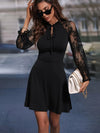 Lace Tie Neck Flounce Sleeve Dress Casual Dresses - Tophatter Daily Deals