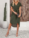 Tied Surplice Short Sleeve Dress Casual Dresses - Tophatter Daily Deals