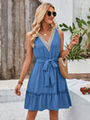 Tied Frill Sleeveless Mini Dress Casual Dresses - Tophatter Daily Deals