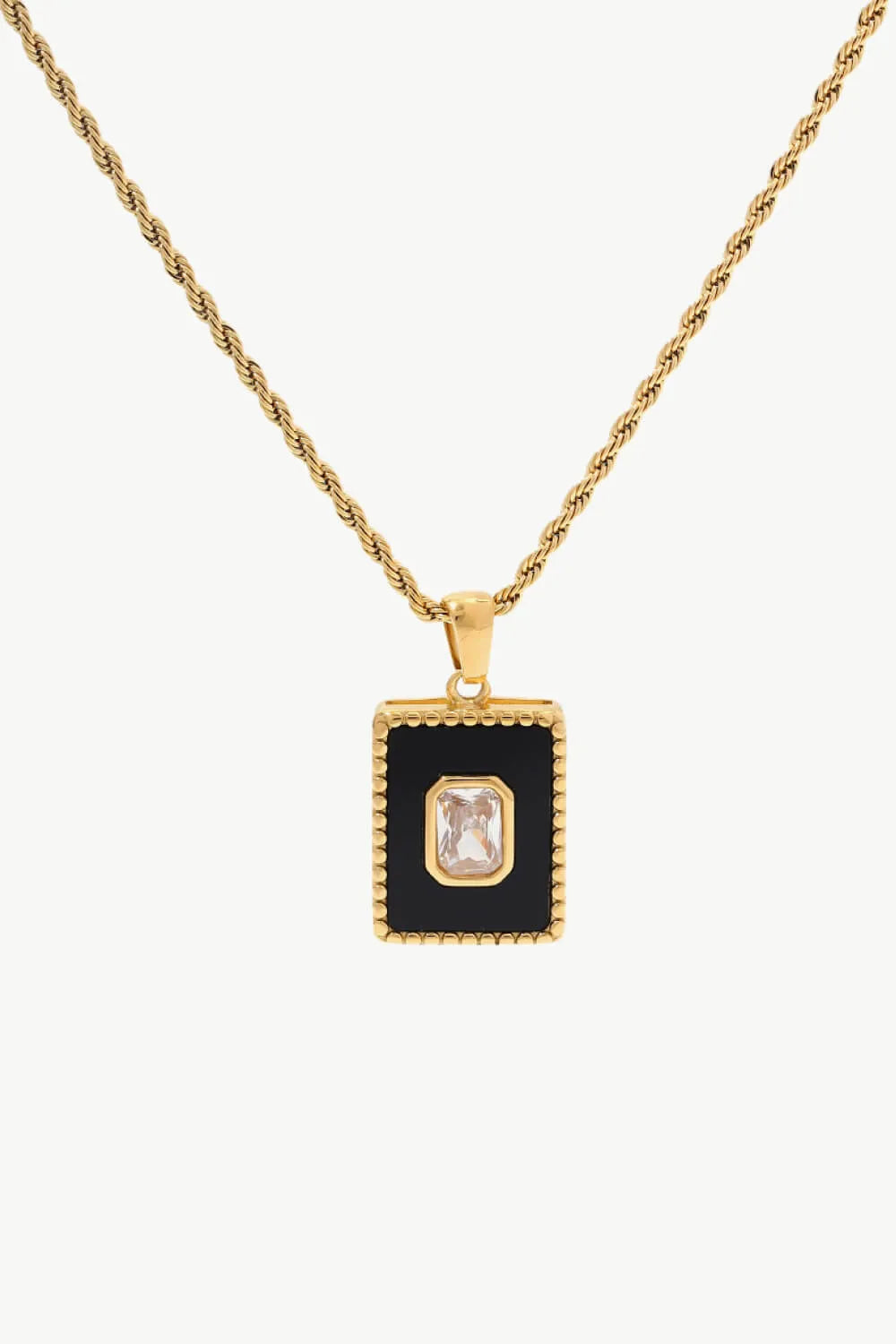 Square Pendant Twisted Chain Necklace Black One Size Necklaces - Tophatter Daily Deals