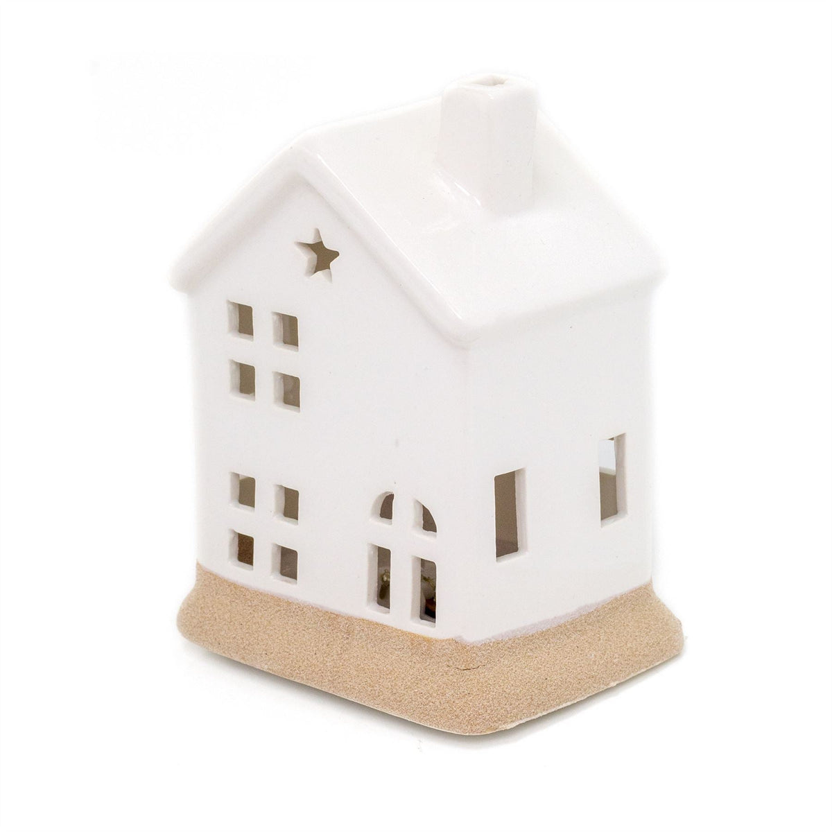 White Ceramic LED House | Christmas Village Light Up House Festive Ornament Ornament - Tophatter Daily Deals