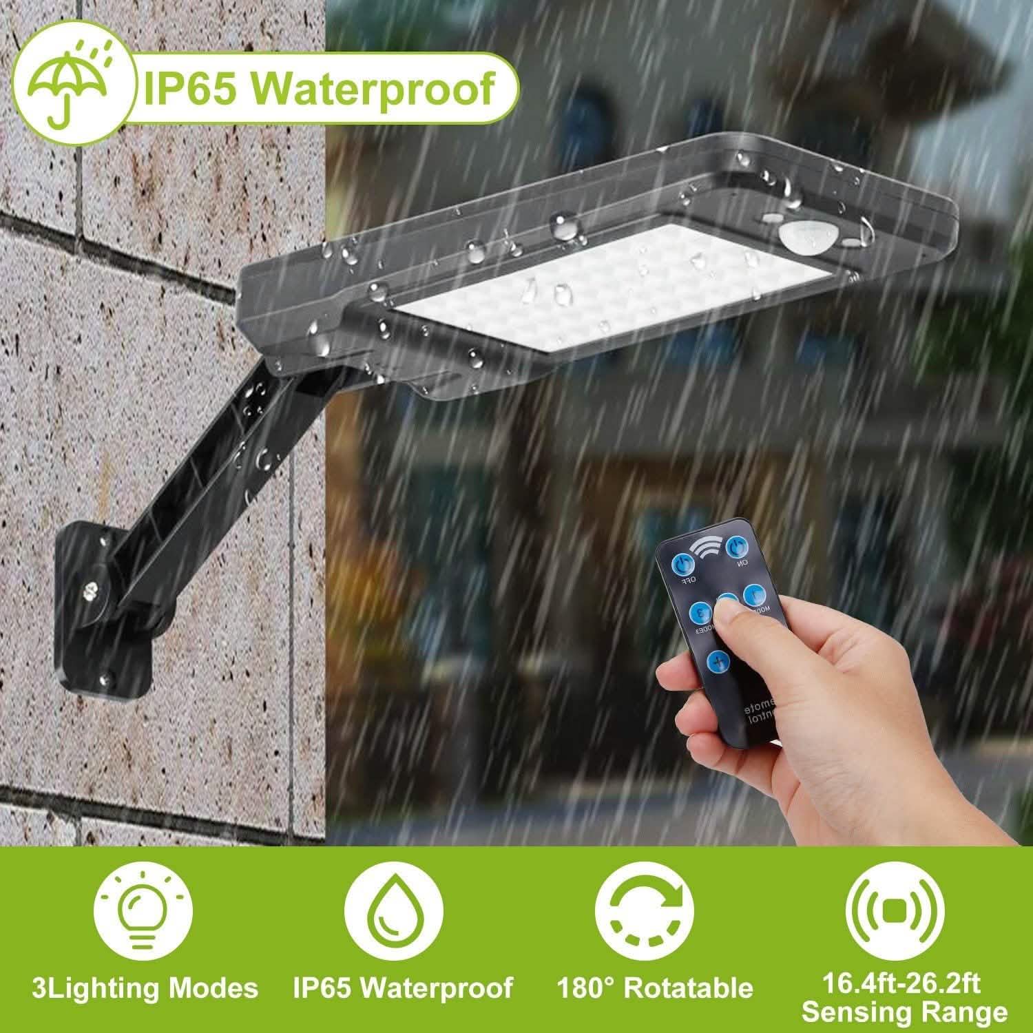 60LEDs Solar PIR Motion Sensor Remote Control Wireless Lamp Outdoor Lighting - Tophatter Daily Deals