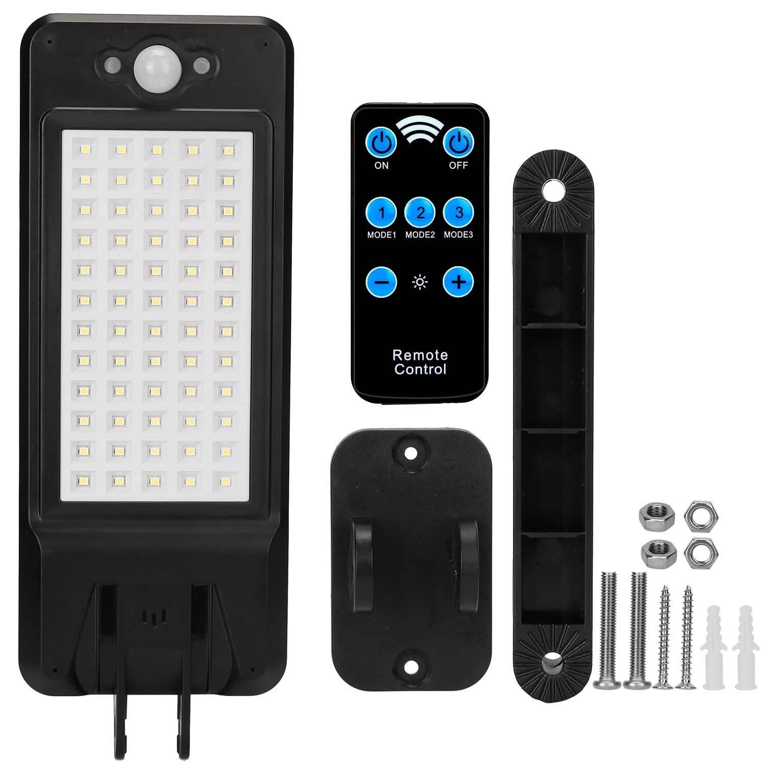 60LEDs Solar PIR Motion Sensor Remote Control Wireless Lamp Outdoor Lighting - Tophatter Daily Deals