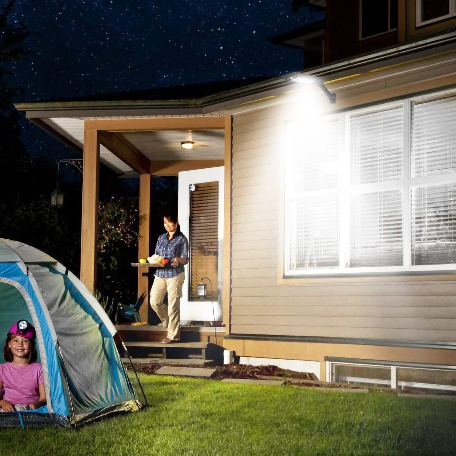 60LEDs Solar PIR Motion Sensor Remote Control Wireless Lamp Outdoor Lighting - Tophatter Daily Deals
