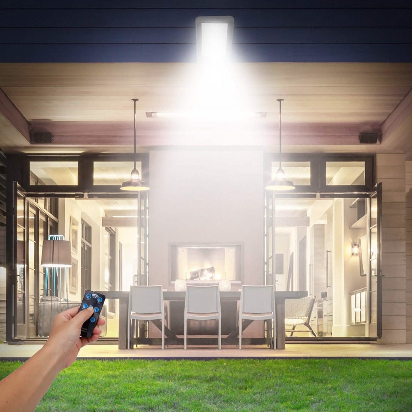60LEDs Solar PIR Motion Sensor Remote Control Wireless Lamp Outdoor Lighting - Tophatter Daily Deals